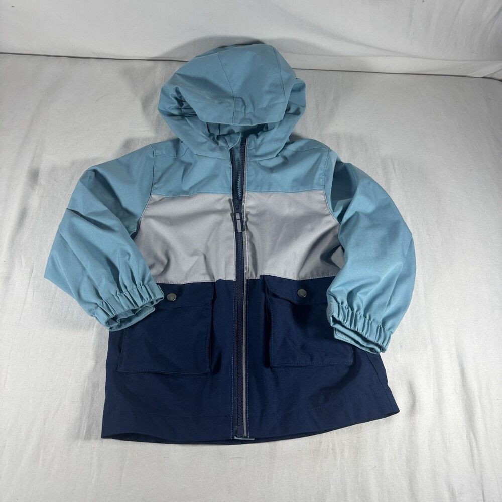 Swiss Tech Kids 3T Color Block Hooded Jacket Blue Gray Navy